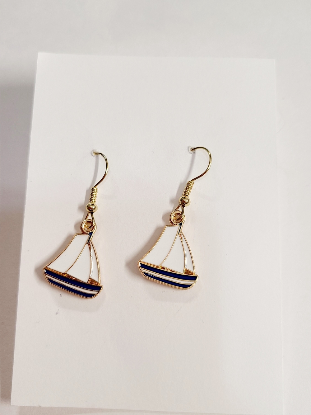 Blue And White Sailboat Earrings
